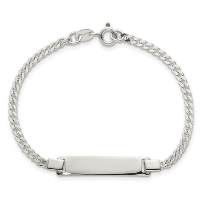 Sterling Silver Polished Curb Link Childrens ID Bracelet