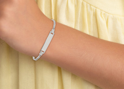 Sterling Silver Polished Curb Link Childrens 6. ID Bracelet