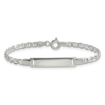 Sterling Silver Polished Anchor Link Childrens ID Bracelet