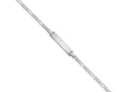 Sterling Silver Polished Figaro Link Childrens ID Bracelet (Style QG7249-6)
