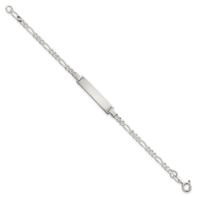 Sterling Silver Polished Figaro Link Childrens ID Bracelet, 6 x 6.23mm