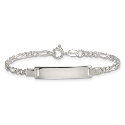 Sterling Silver Polished Figaro Link Childrens ID Bracelet, 6 x 6.23mm