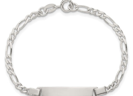 Sterling Silver Polished Figaro Link Childrens ID Bracelet (Style QG7249-6)