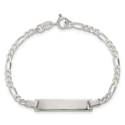 Sterling Silver Polished Figaro Link Childrens ID Bracelet, 6 x 6.23mm