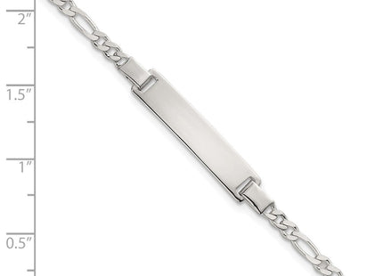 Sterling Silver Polished Figaro Link Childrens ID Bracelet (Style QG7249-6)