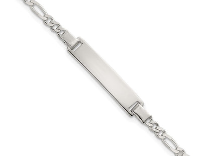 Sterling Silver Polished Figaro Link Childrens ID Bracelet (Style QG7249-6)