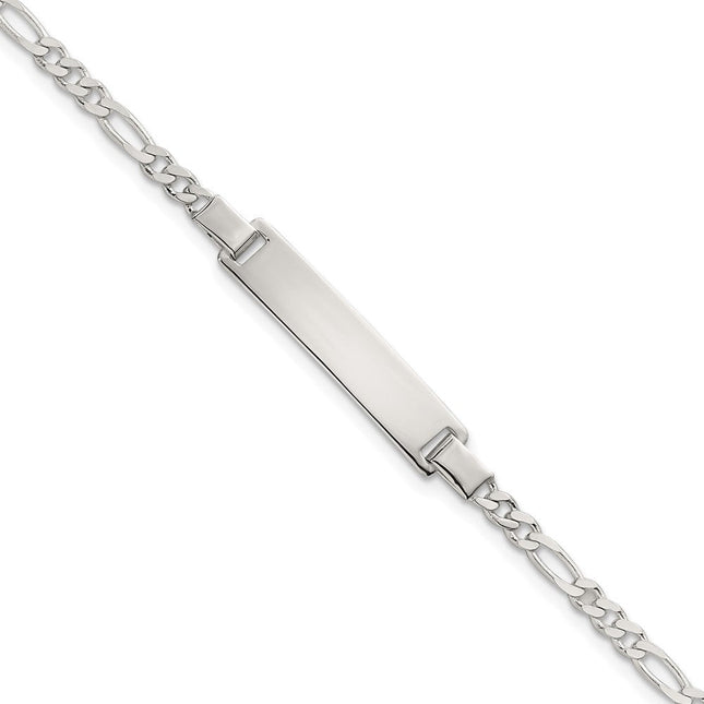 Sterling Silver Polished Figaro Link Childrens ID Bracelet, 6 x 6.23mm