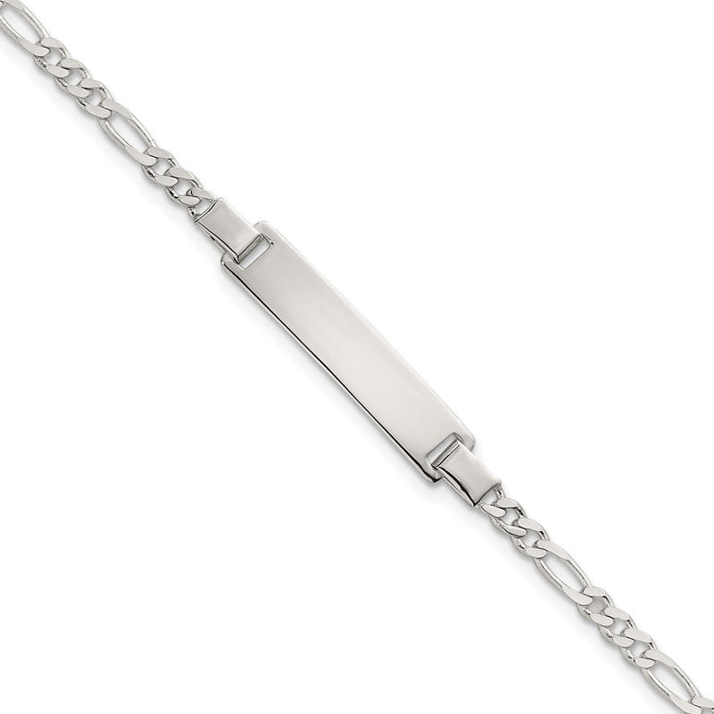 Sterling silver figaro link ID bracelet