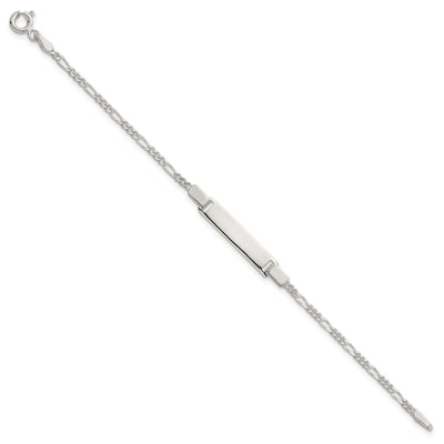Sterling Silver Polished Figaro Link Childrens ID Bracelet, 6 x 5.5mm