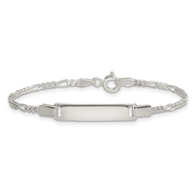 Sterling Silver Polished Figaro Link Childrens ID Bracelet, 6 x 5.5mm