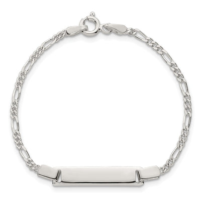 Sterling Silver Polished Figaro Link Childrens ID Bracelet, 6 x 5.5mm