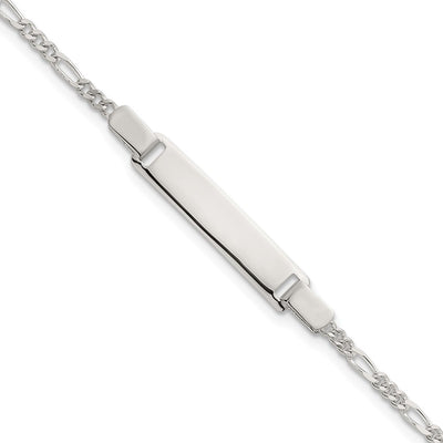 Sterling Silver Polished Figaro Link Childrens ID Bracelet, 6 x 5.5mm