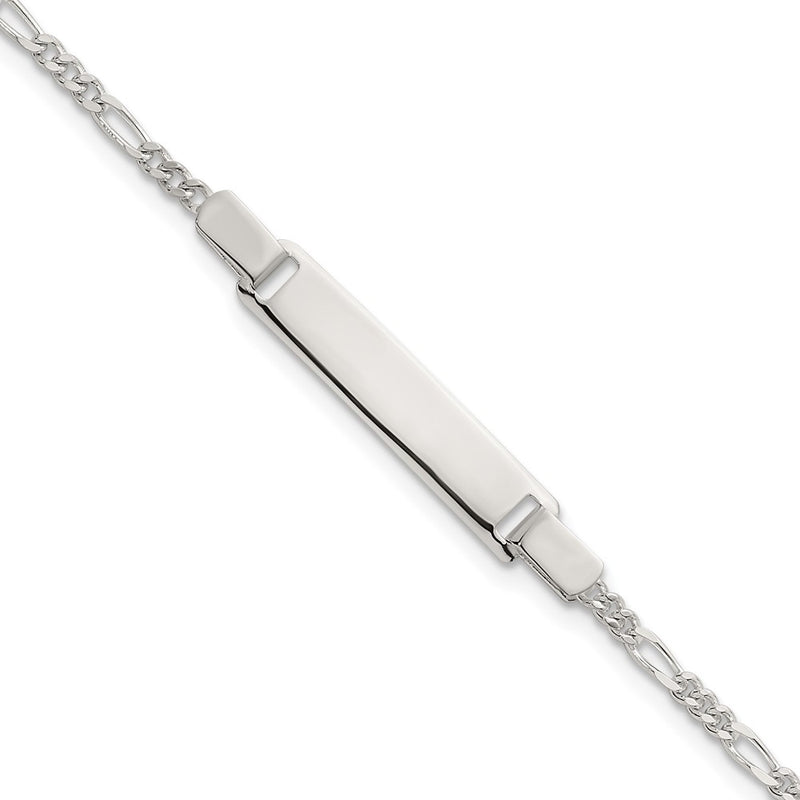 Sterling silver figaro link ID bracelet