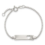 Sterling Silver Polished Cut-out Heart Box Link Childrens with Extension ID Bracelet view