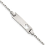 Sterling Silver Polished Cut-out Heart Box Link Childrens with Extension ID Bracelet view