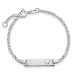 Sterling Silver Polished Raised Heart Curb Link Childrens with Extension ID Bracelet view