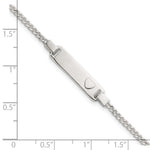 Sterling Silver Polished Raised Heart Curb Link Childrens with Extension ID Bracelet view