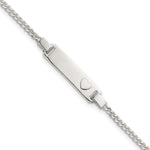 Sterling Silver Polished Raised Heart Curb Link Childrens with Extension ID Bracelet view