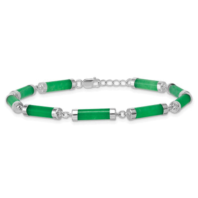 Sterling Silver Rhodium-plated Polished Jade Bars Bracelet