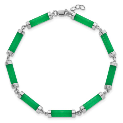 Sterling Silver Rhodium-plated Polished Jade Bars Bracelet