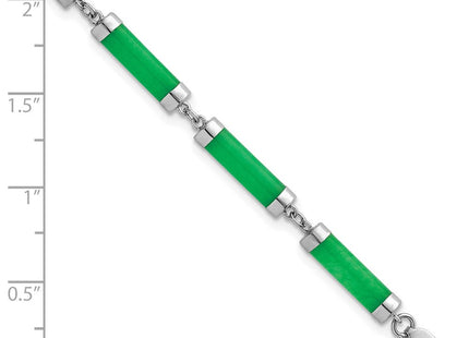 Sterling Silver Rhodium-plated Polished Jade Bars Necklace
