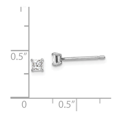 Sterling Silver Madi K Rhodium-plated Polished Square CZ Children's Stud Earrings