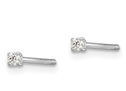 Sterling Silver Madi K Rhodium-plated Round CZ Children's Stud Earrings