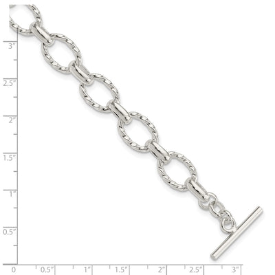 Sterling Silver Polished Fancy Link Toggle Bracelet
