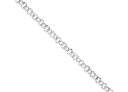 Amore La Vita Sterling Silver Rhodium-plated Polished 7mm 7.5 inch Fancy Link with Lobster Clasp Charm Bracelet