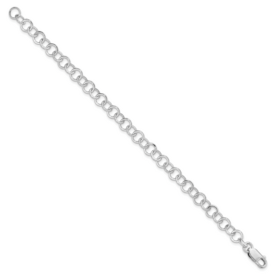 Amore La Vita Sterling Silver Rhodium-plated Polished 7mm 7.5 inch Fancy Link with Lobster Clasp Charm Bracelet