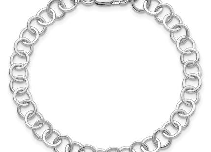 Amore La Vita Sterling Silver Rhodium-plated Polished 7mm 7.5 inch Fancy Link with Lobster Clasp Charm Bracelet