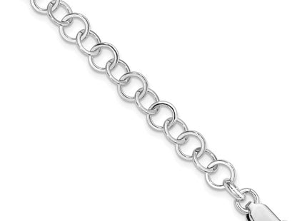 Amore La Vita Sterling Silver Rhodium-plated Polished 7mm 8.5 inch Fancy Link with Lobster Clasp Charm Bracelet