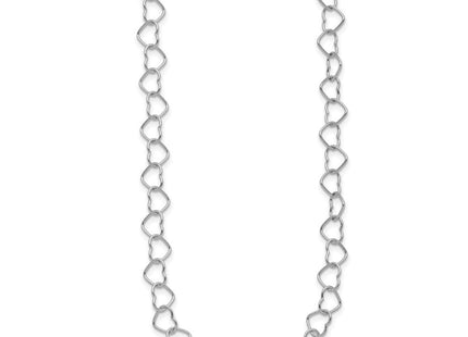 Sterling Silver Rhodium-plated Polished Fancy Heart Link Necklace (Style QH320R-18)