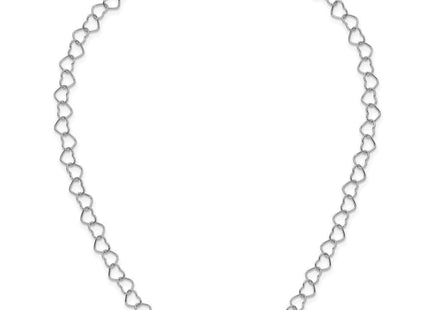 Sterling Silver Rhodium-plated Polished Fancy Heart Link Necklace (Style QH320R-18)