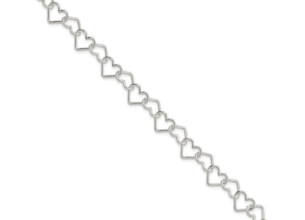 Sterling silver heart bracelet, alternate view