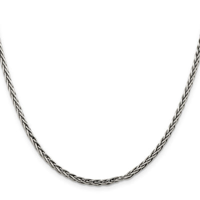 Sterling Silver Antiqued Solid Square Spiga Chain, 18 x 3.25mm