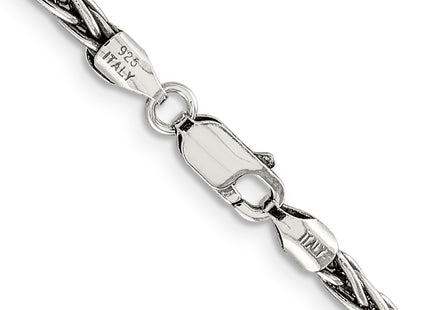 Sterling Silver Antiqued Solid Square Spiga Chain, 18 x 3.25mm