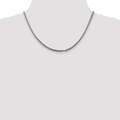Sterling Silver Antiqued Solid Square Spiga Chain, 18 x 3.25mm