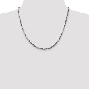 Sterling Silver Antiqued Solid Square Spiga Chain (Style QH369-20)