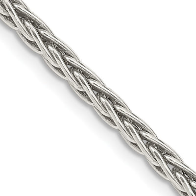 Sterling Silver Antiqued Solid Square Spiga Chain, 24 x 2.2mm