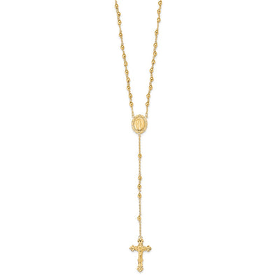 Sterling Silver Flash Gold-plated Polished Rosary Necklace