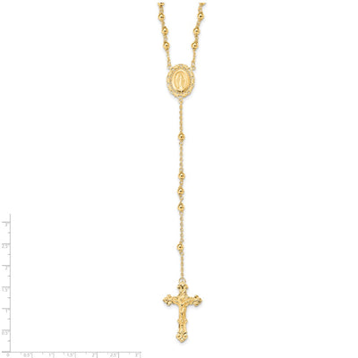 Sterling Silver Flash Gold-plated Polished Rosary Necklace
