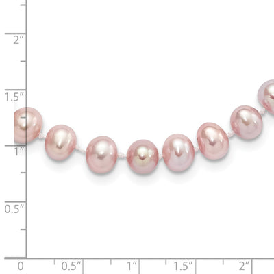 Sterling Silver Rhodium-plated Purple Near-Round Freshwater Cultured Pearl Necklace