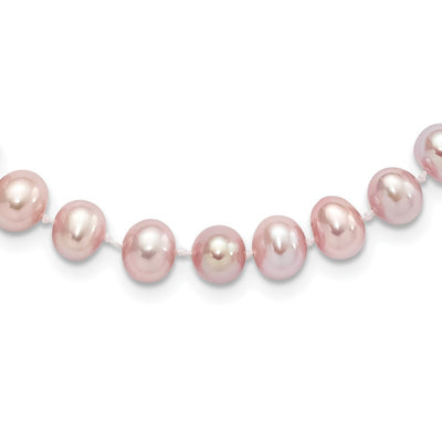 Sterling Silver Rhodium-plated Purple Near-Round Freshwater Cultured Pearl Necklace
