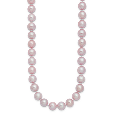 Sterling Silver Rhodium-plated Purple Near-Round Freshwater Cultured Pearl Necklace