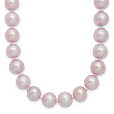 Sterling Silver Rhodium-plated Purple Near-Round Freshwater Cultured Pearl Necklace