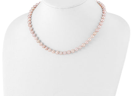 Sterling Silver Rhodium-plated 6- Purple Near-Round Freshwater Cultured Pearl Necklace (Style QH4763-16)