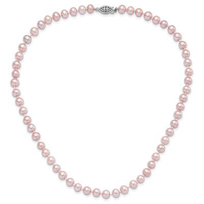 Sterling Silver Rhodium-plated Purple Near-Round Freshwater Cultured Pearl Necklace