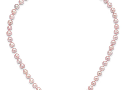 Sterling Silver Rhodium-plated 6- Purple Near-Round Freshwater Cultured Pearl Necklace (Style QH4763-16)