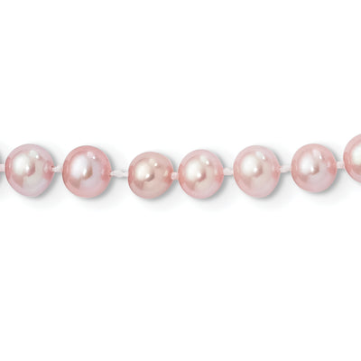 Sterling Silver Rhodium-plated Purple Near-Round Freshwater Cultured Pearl Necklace